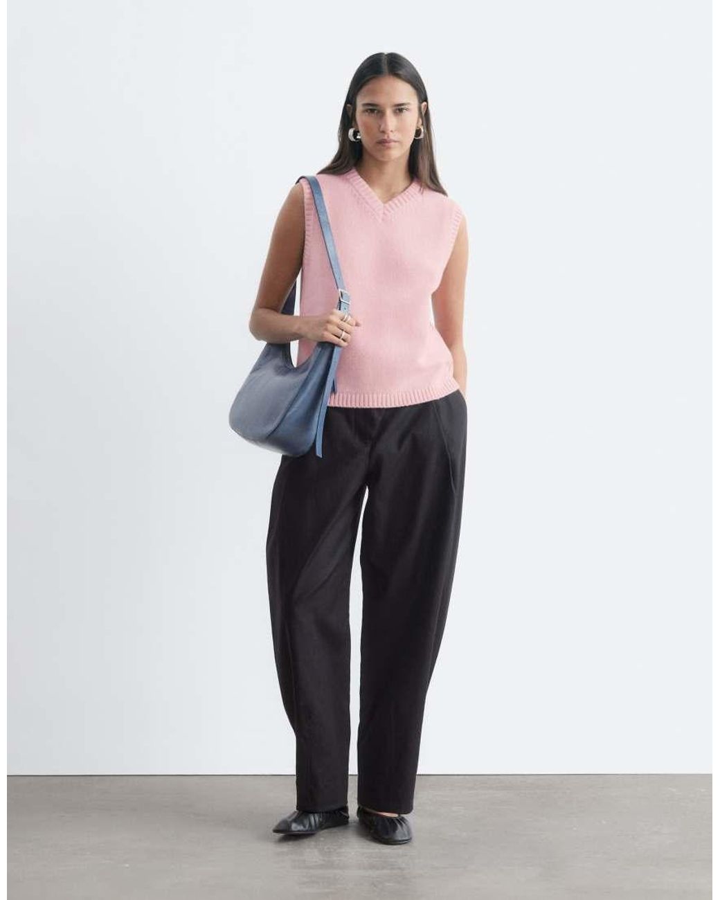 & Other Stories Pink V-neck Wool Blend Knitted Vest