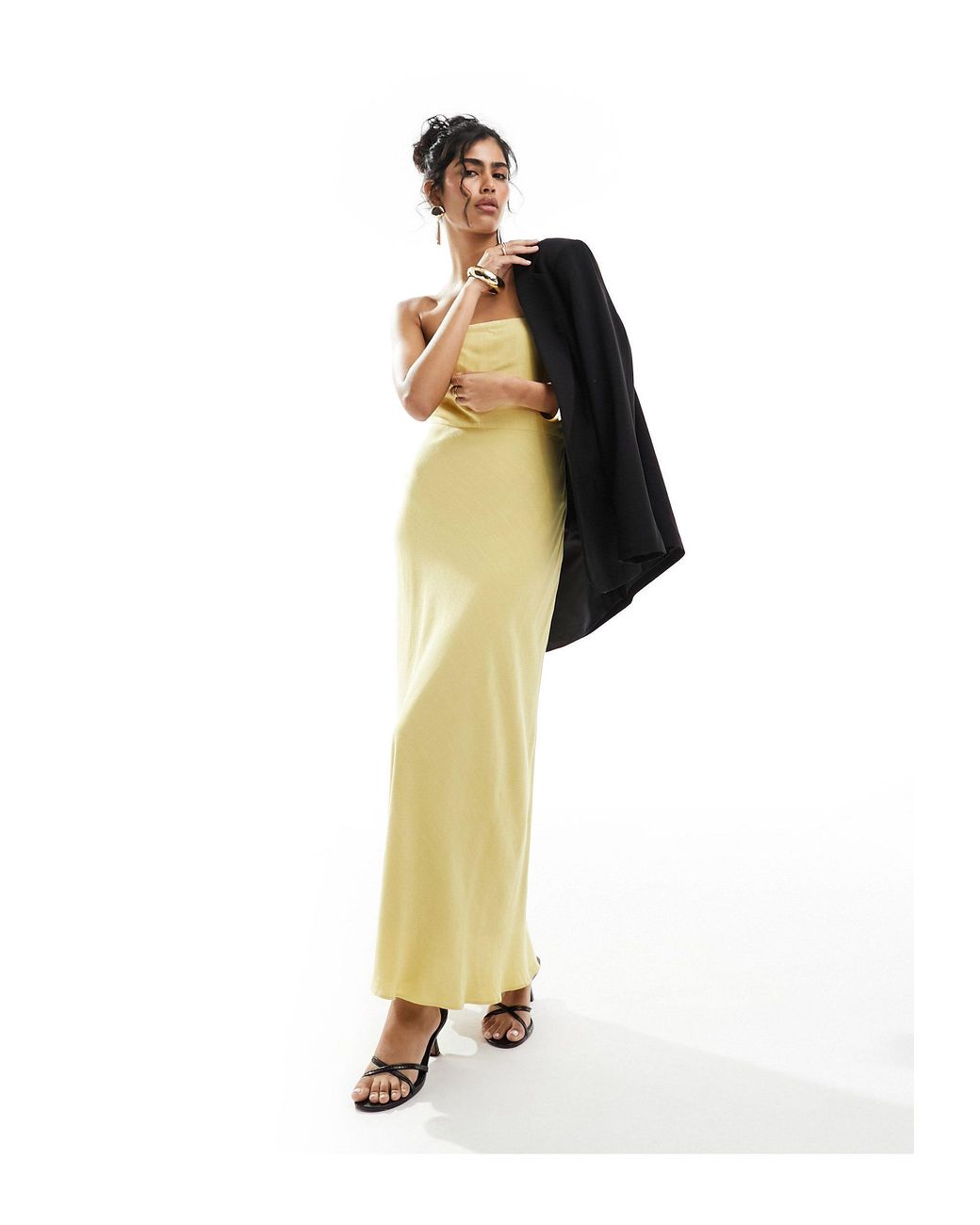 4th & Reckless Bandeau Linen Maxi Dress in Yellow | Lyst