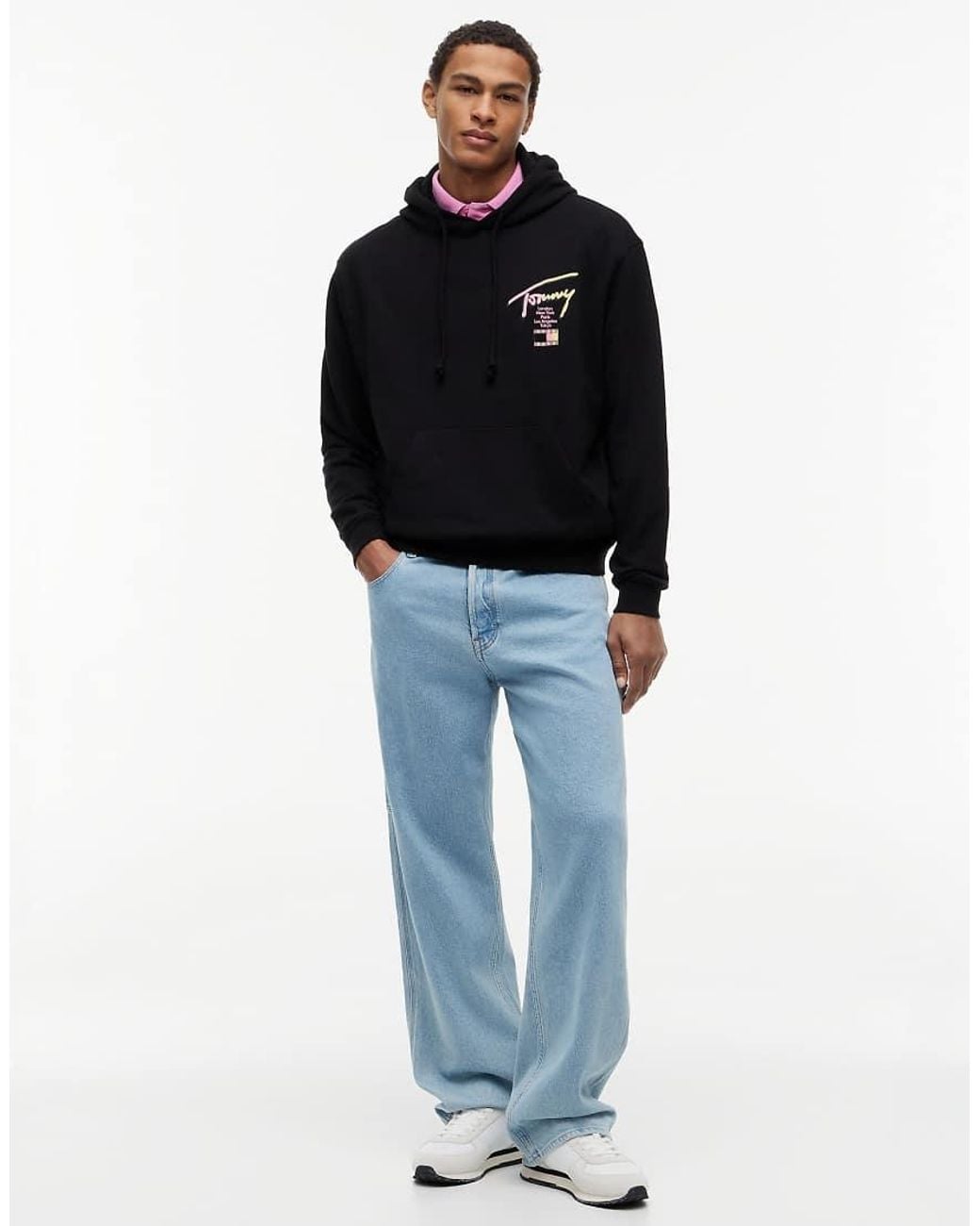Tommy Hilfiger Black Signature Back Logo Relaxed Hoody for men