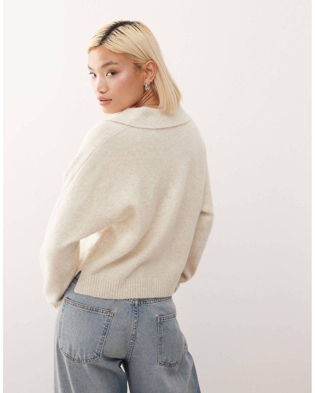 Monki Natural – polo-strickpullover