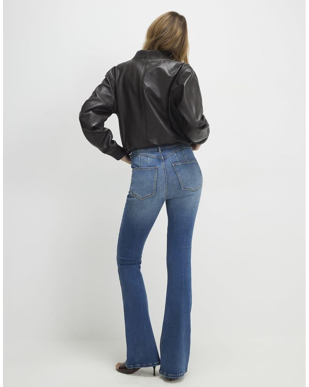 River Island Blue Washed Sculpt Flare Jeans