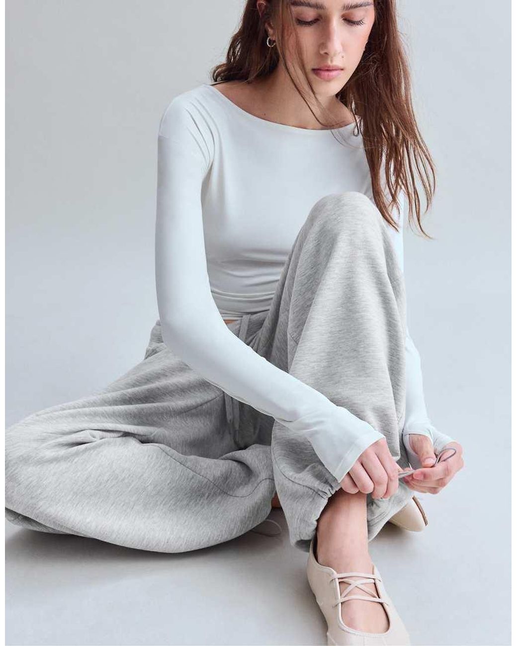 Stradivarius Gray Soft-touch Barrel jogger Trousers