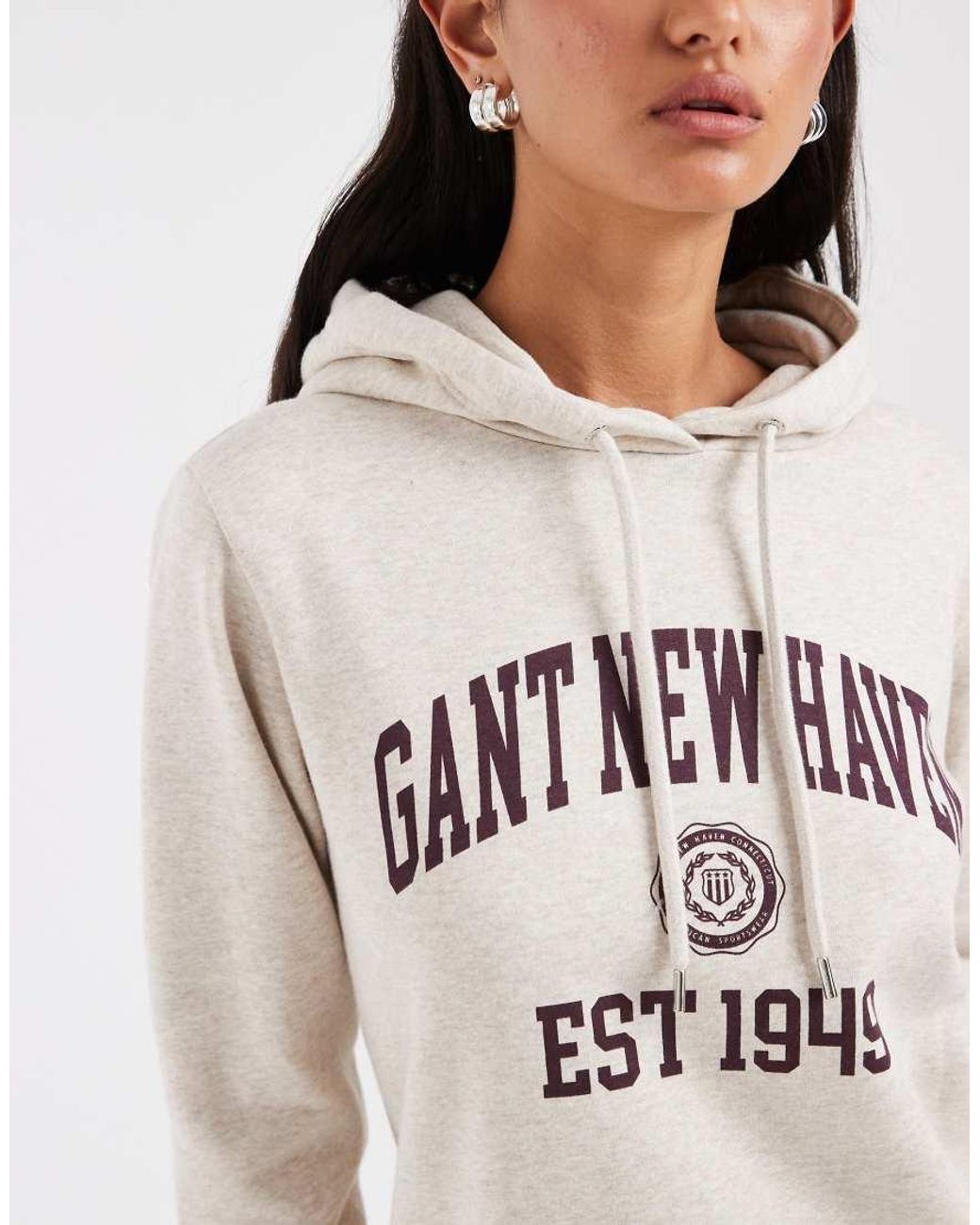 Gant White Collegiate Logo Hoodie