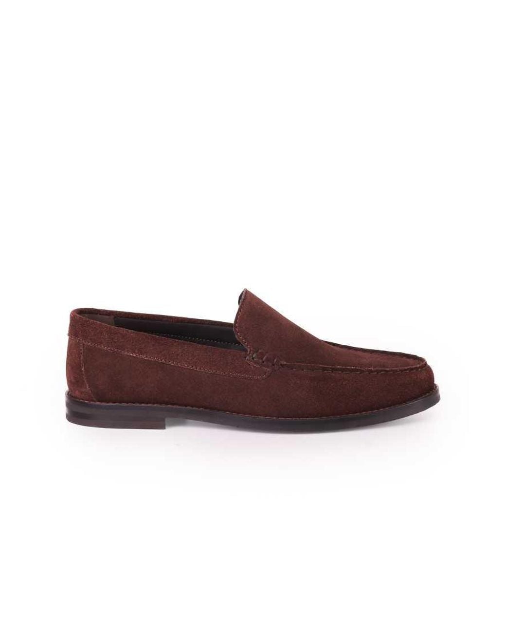 OFF THE HOOK Brown Ronan Suede Leather Penny Loafers for men