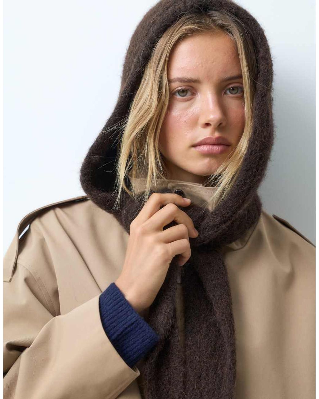ASOS Blue Knit Hooded Scarf