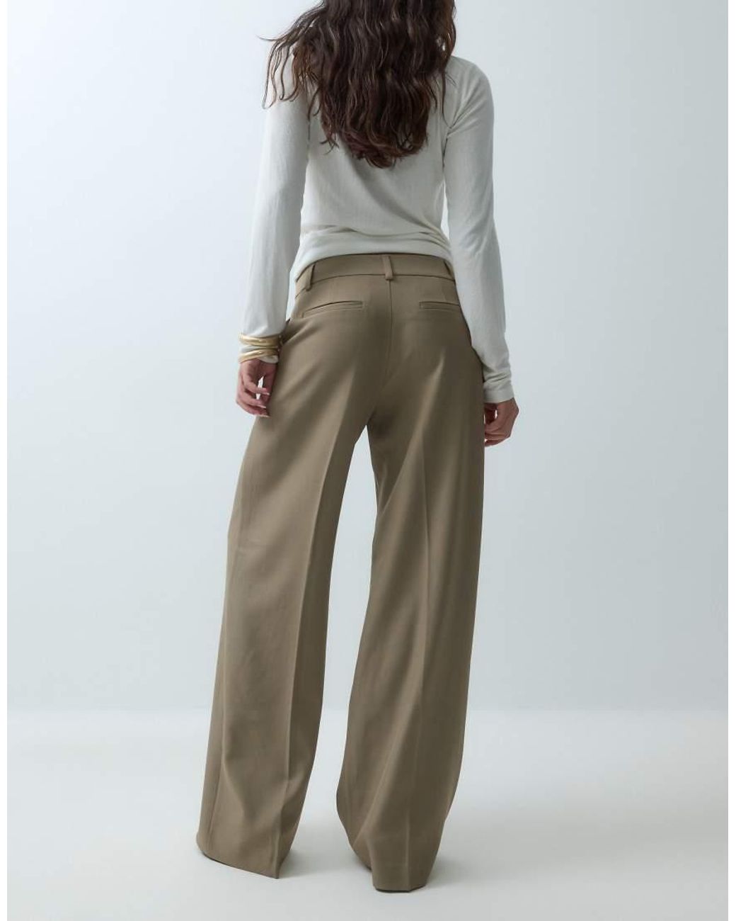 Gina Tricot Gray Pin Tuck Wide Leg Trousers