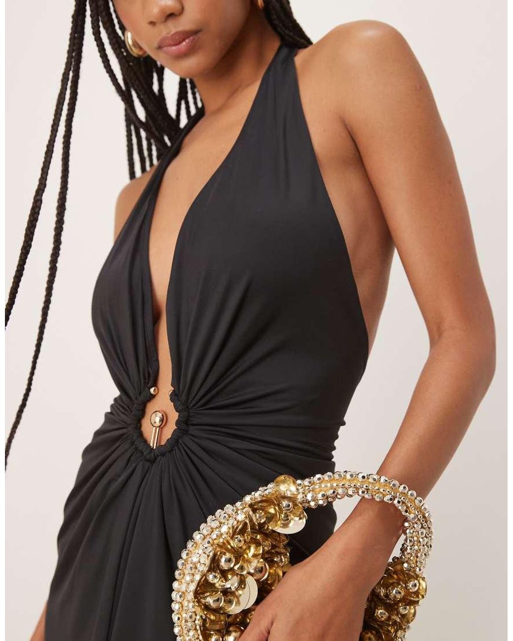 Bardot Black Alma Plunging Midi Dress