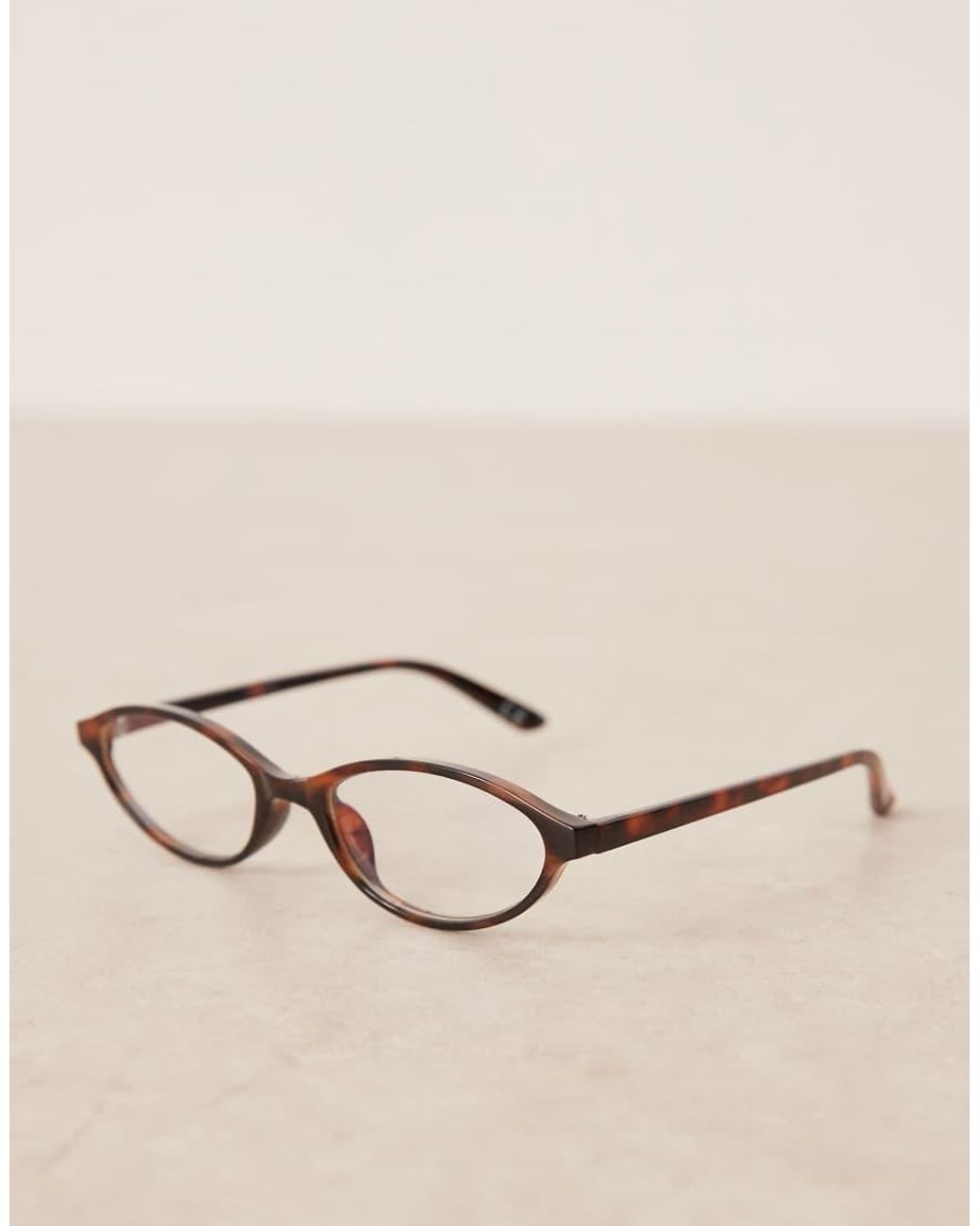 ASOS Brown Clear Blue Light Lens Slim Oval Glasses