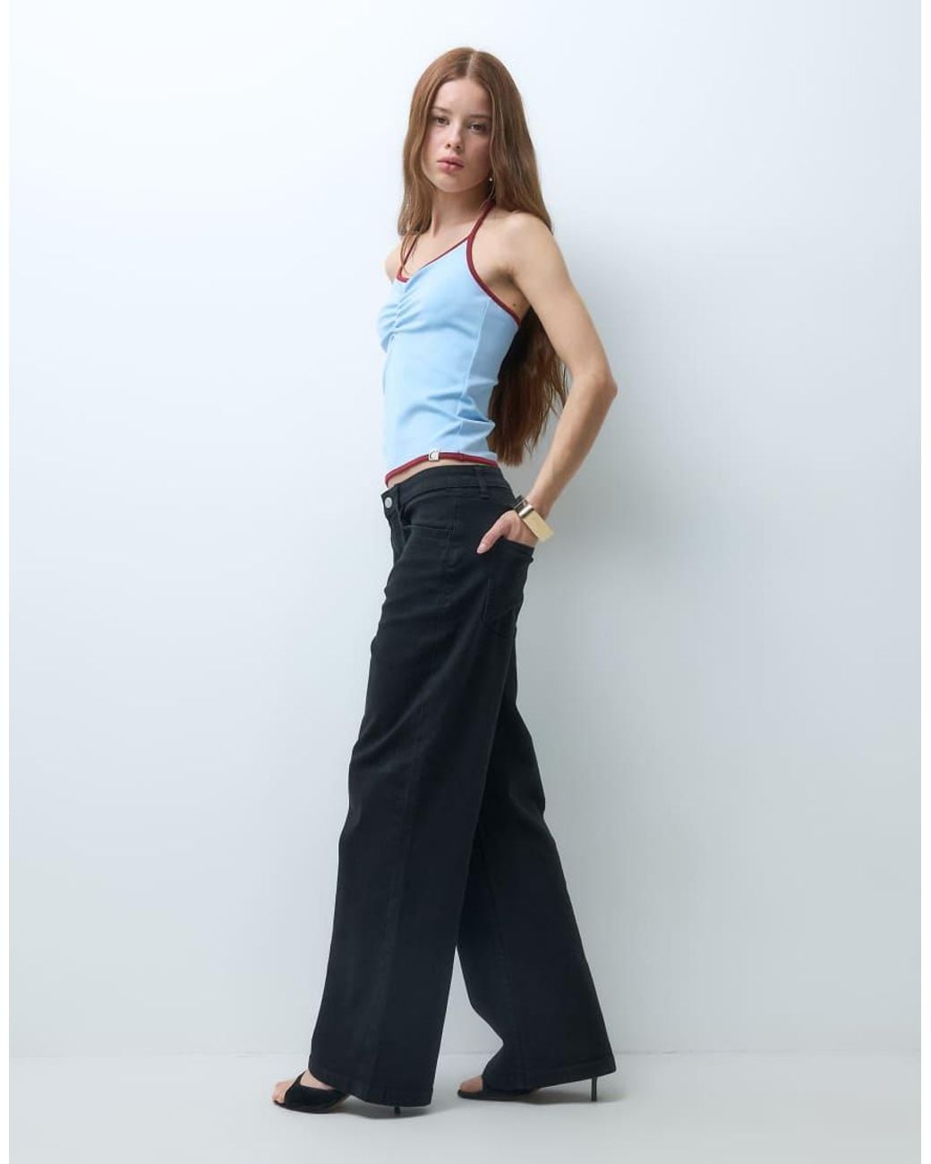 Vero Moda Blue High Rise Wide Leg Jeans