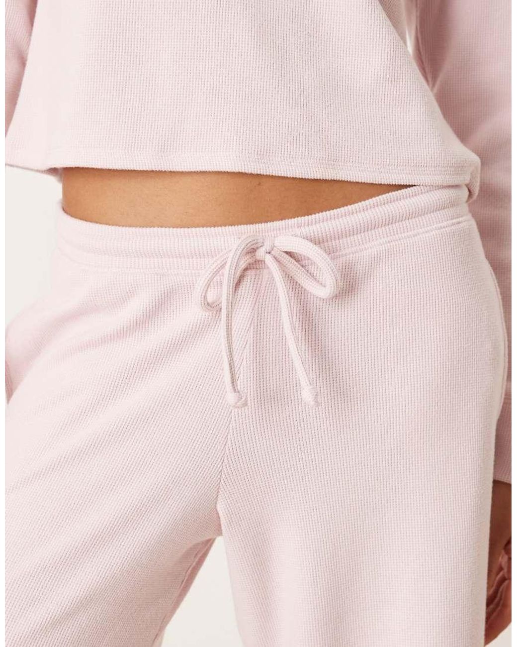 Hollister Pink Gilly Hicks Low Rise baggy Waffle joggers Co-ord