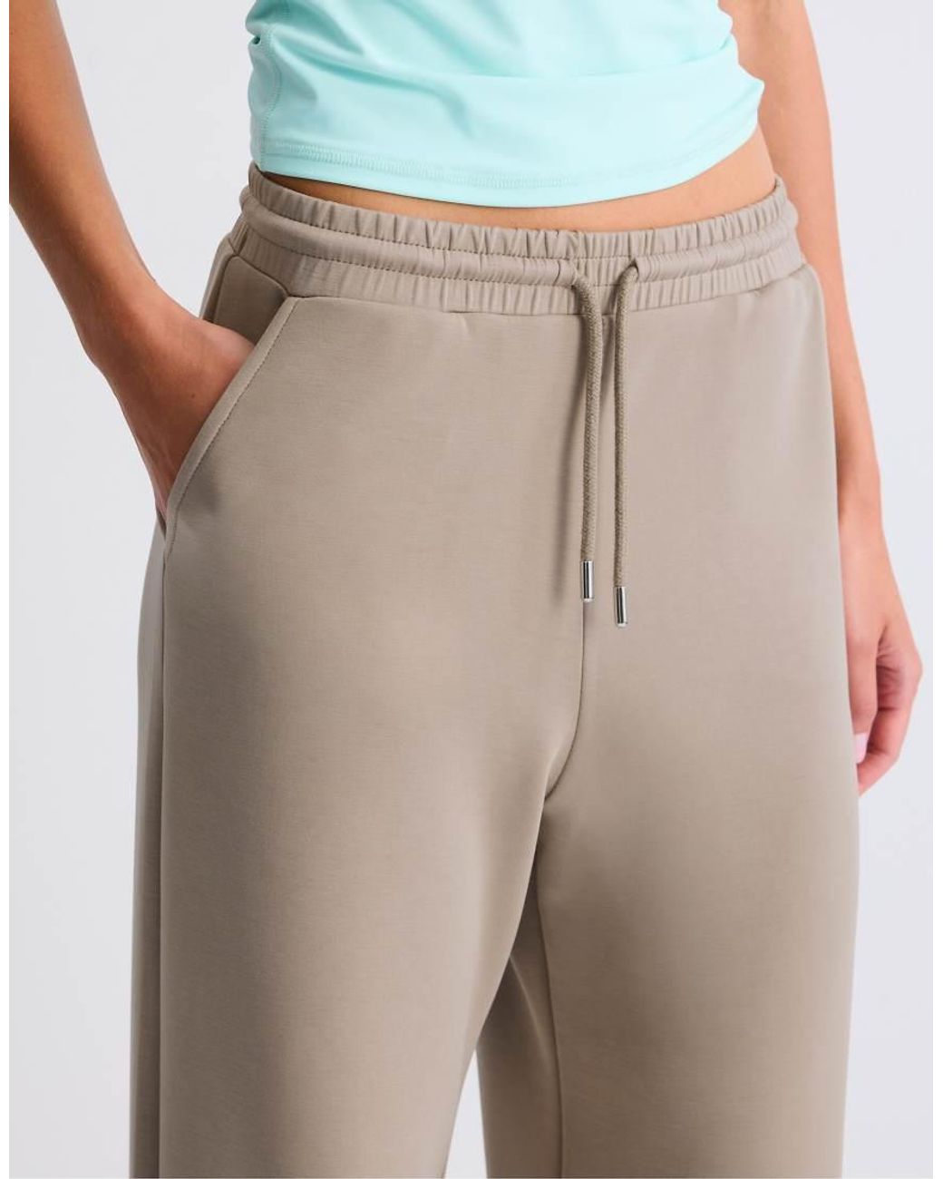 Stradivarius White Soft-touch Palazzo Trousers