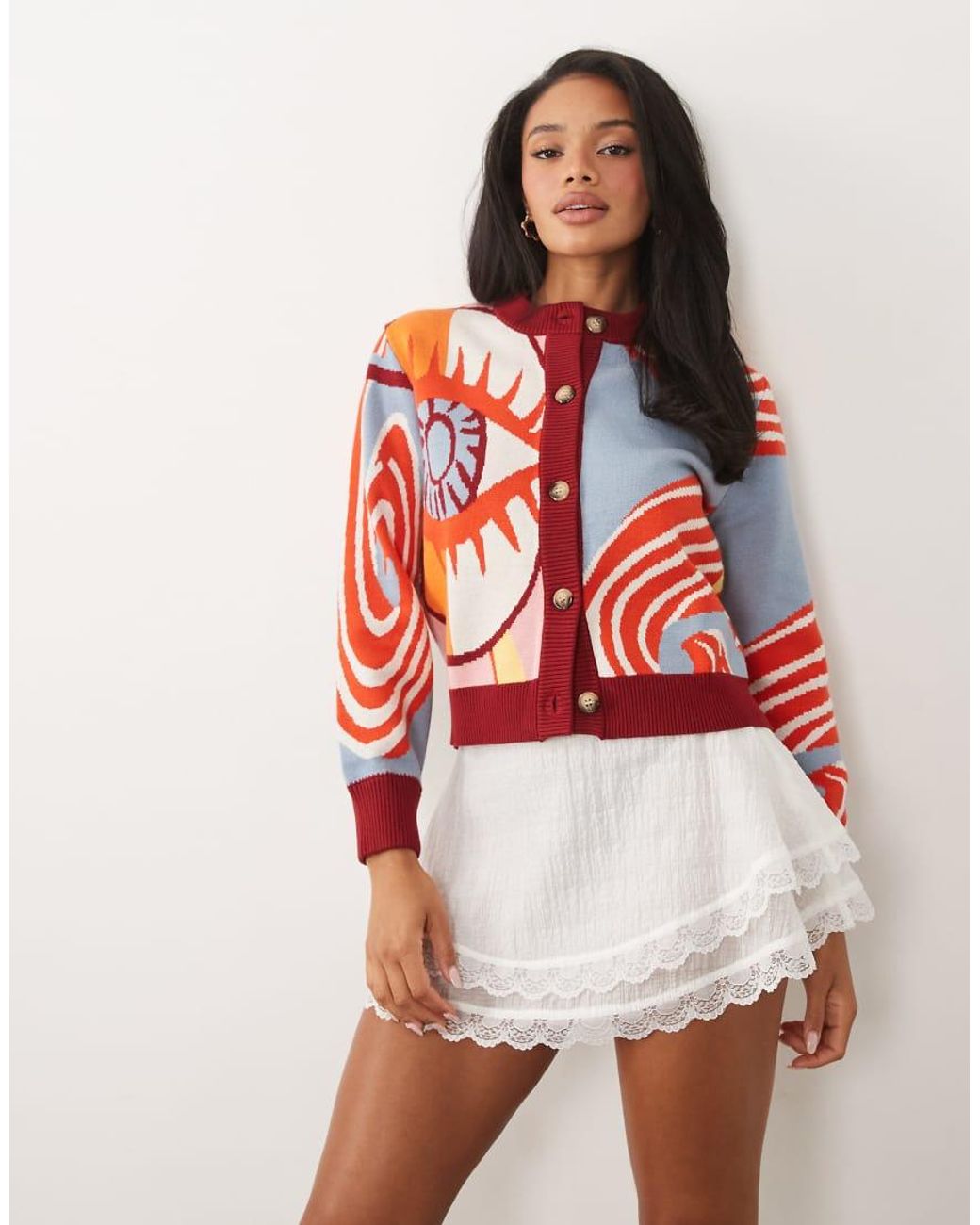 Never Fully Dressed Red Button Down Knit Cardigan