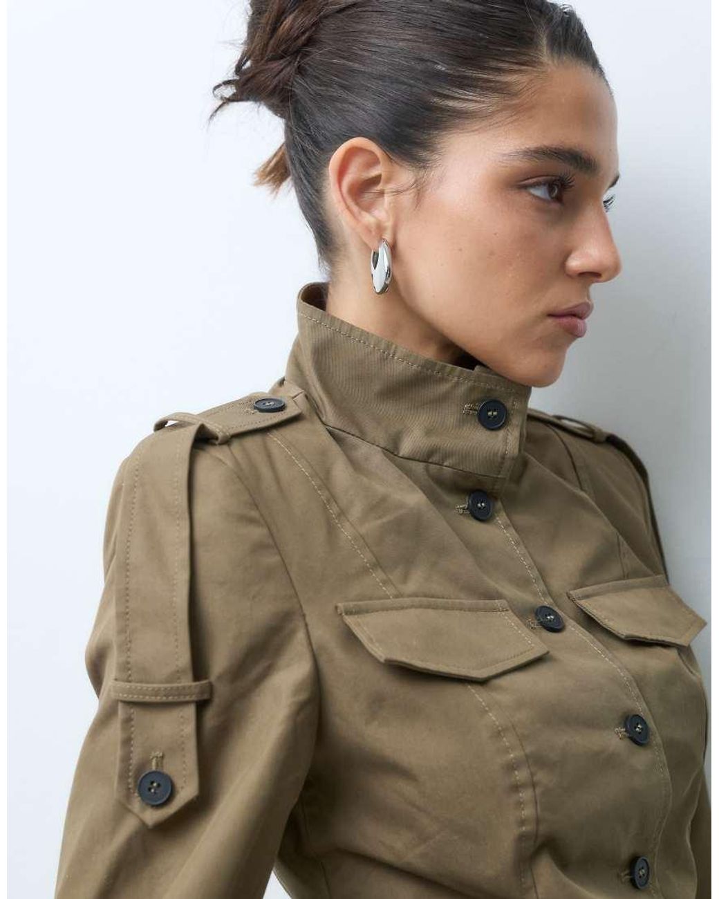Gina Tricot Blue Shoulder Detail Cargo Jacket