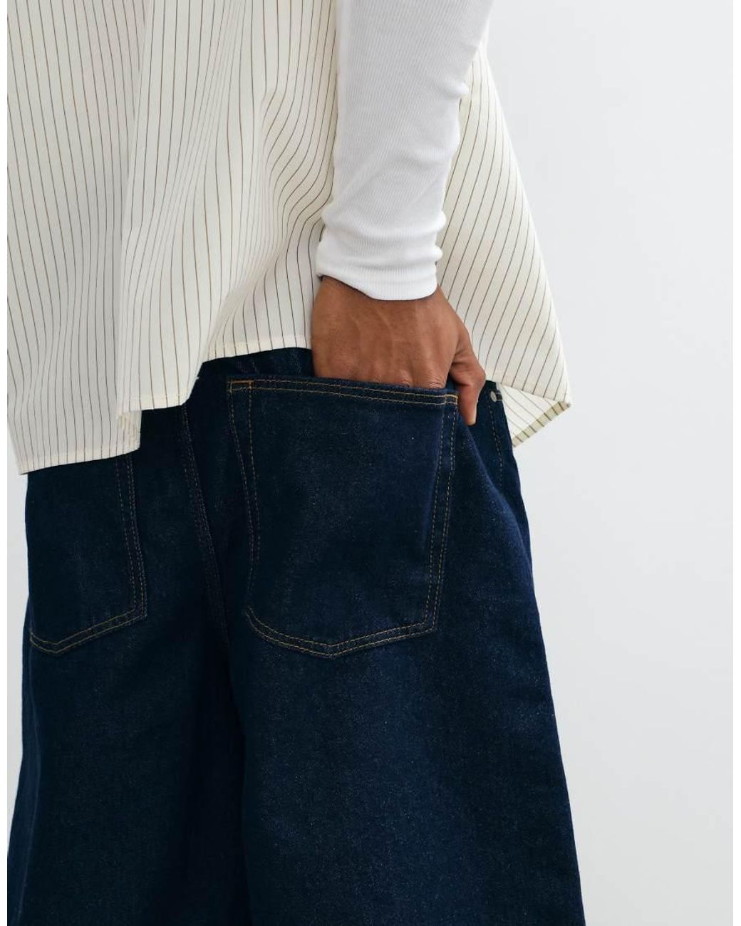 ASOS Blue Loose Denim Jorts for men