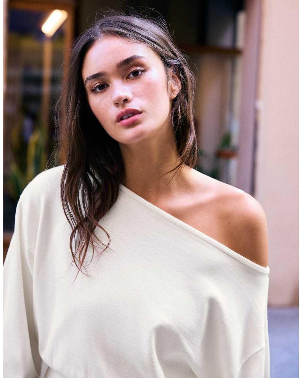 Bershka Gray Asymmetric Neck Jumper