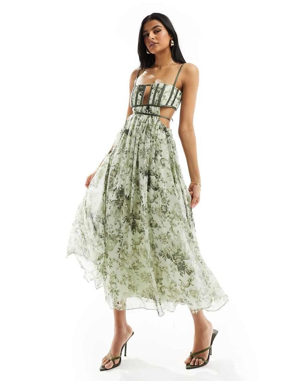 Chiffon tie back midi skater dress hotsell