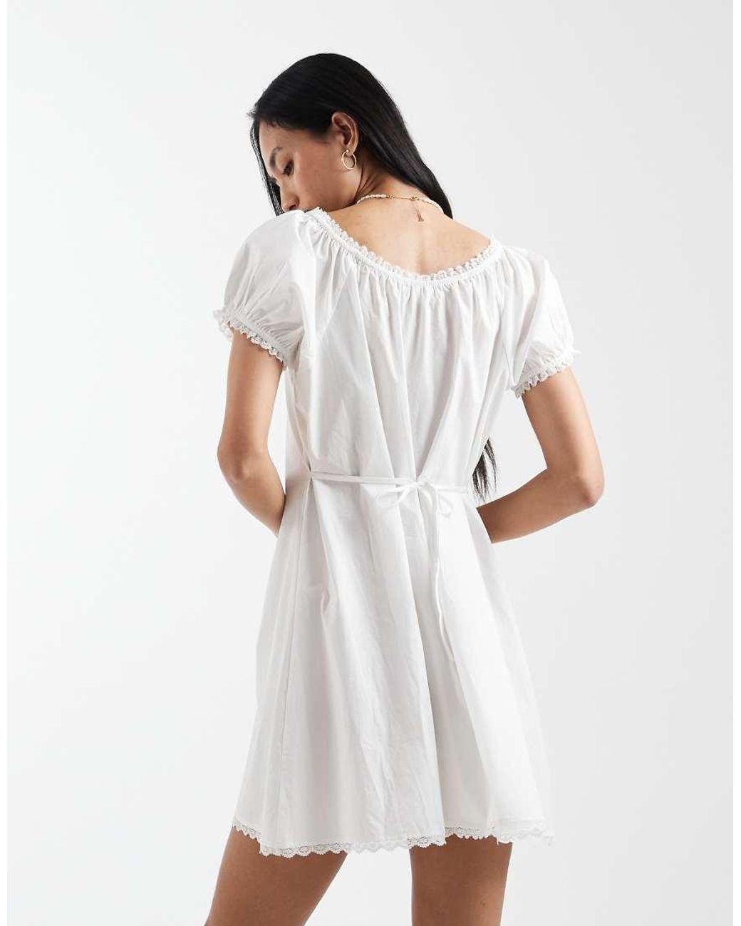 Cotton On White Emma Babydoll Button Down Mini Dress