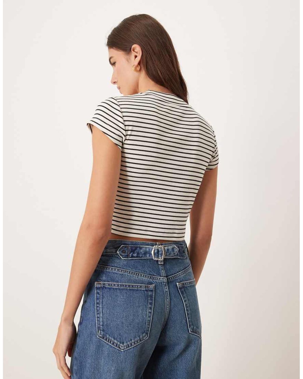 Calvin Klein White Monologo High Neck Rib Baby Tee