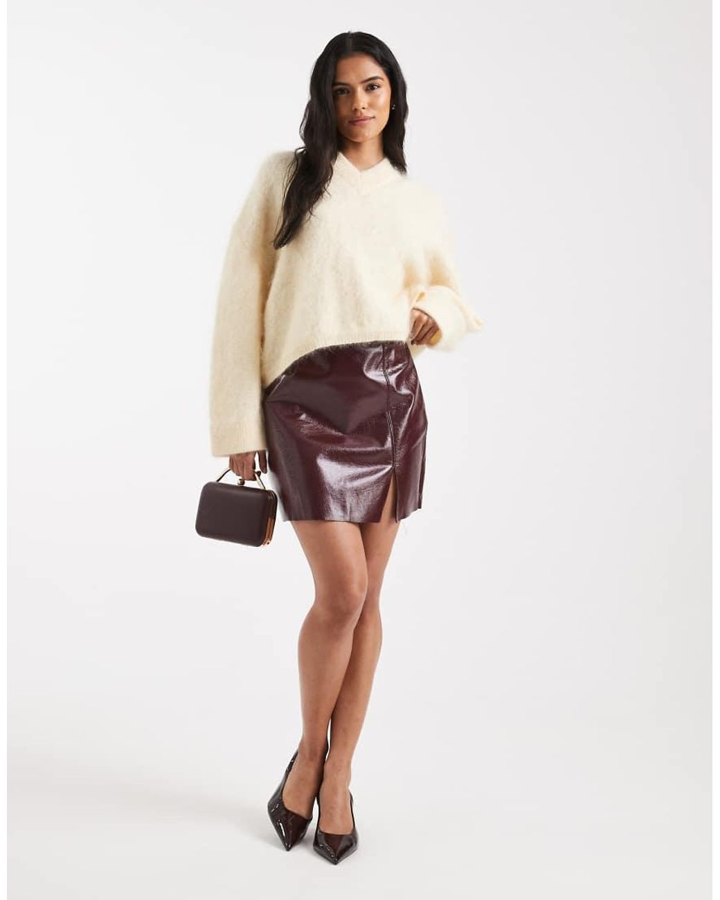 Vero Moda Red Vinyl Mini Skirt