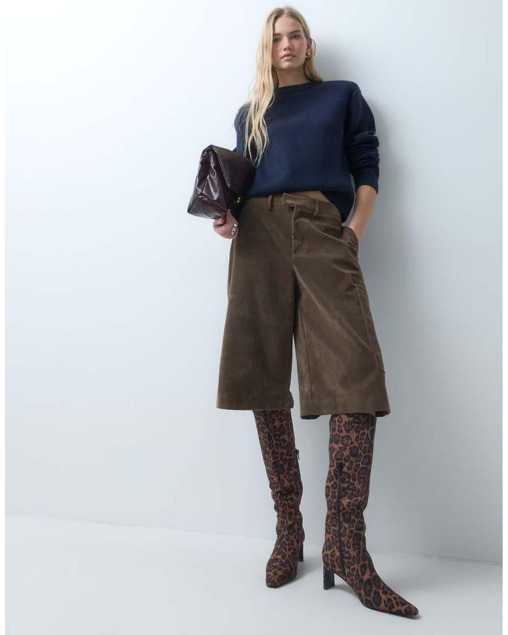 ASOS Brown Cedrick Chisel Toe Heeled Knee Boots