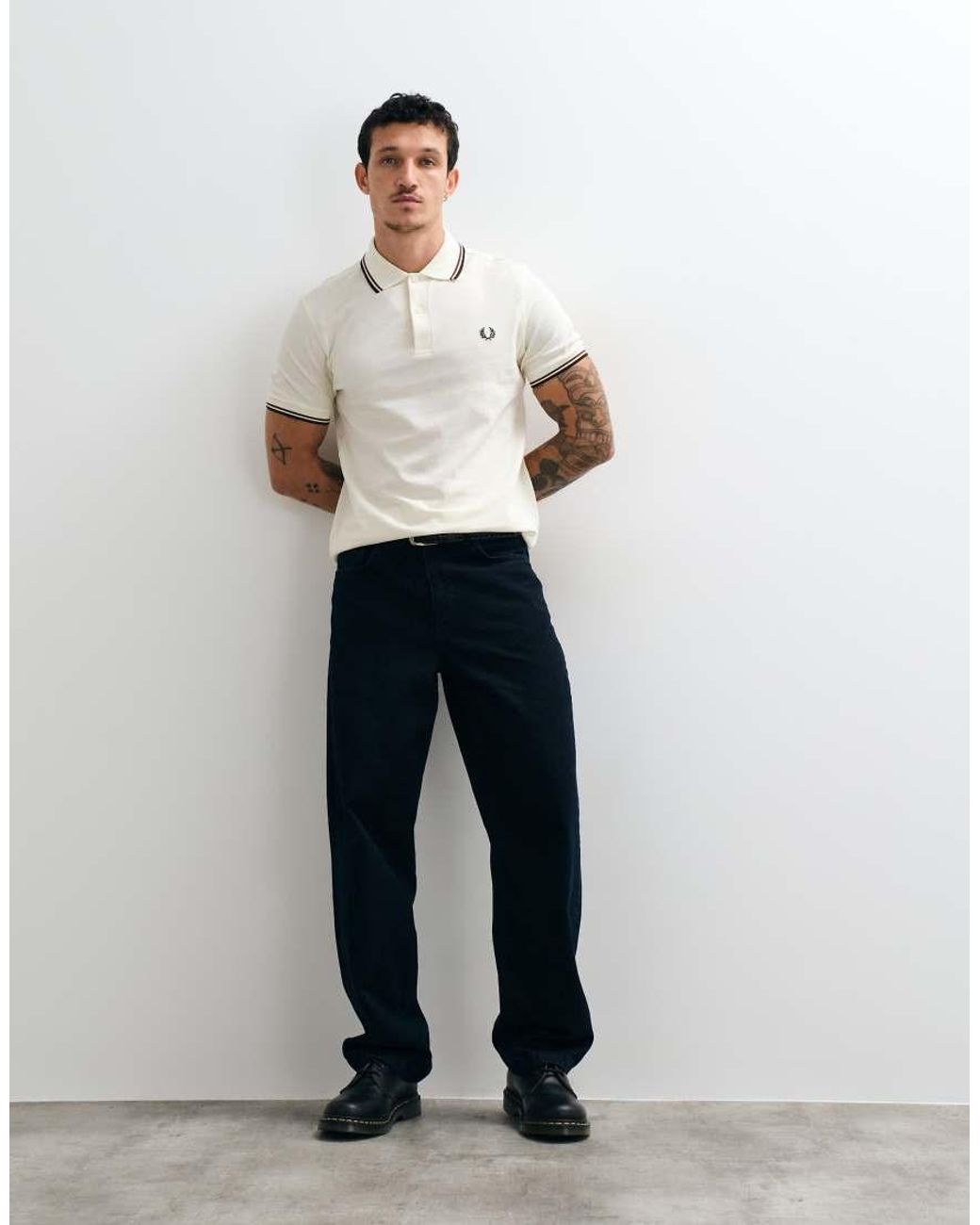 Fred Perry White Twin Tipped Polo Shirt for men