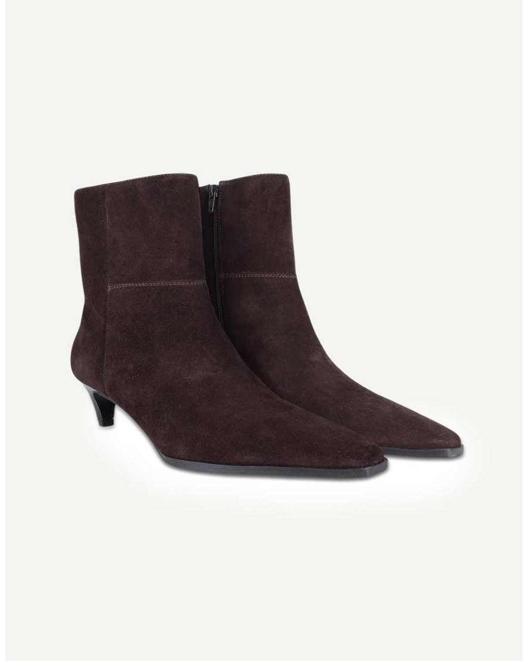 OFF THE HOOK Brown Pheonix Suede Kitten Heel Ankle Boots