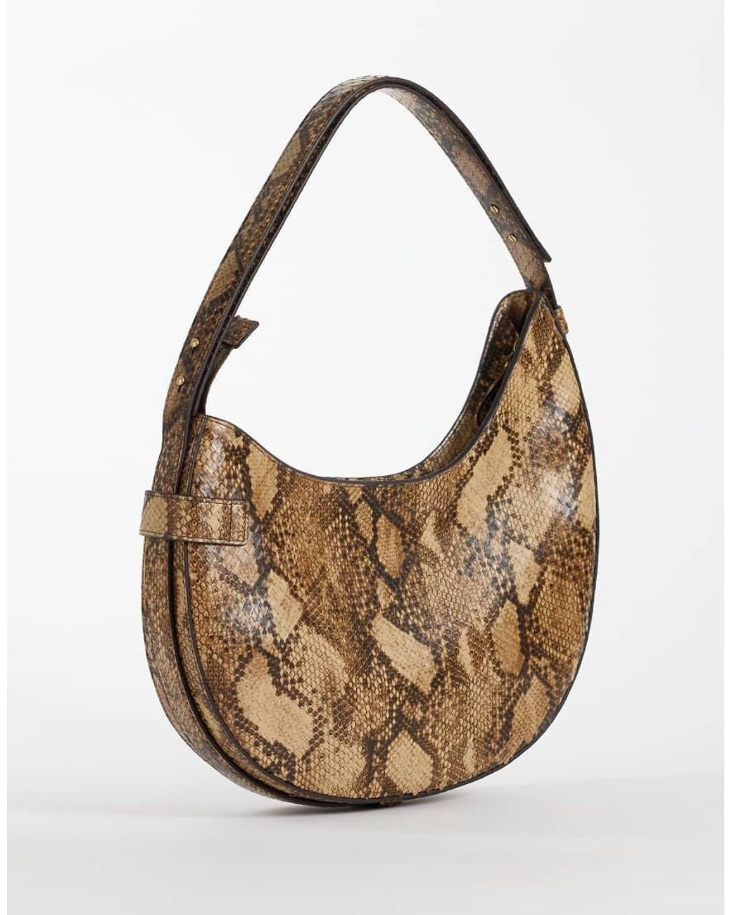 Ralph Lauren Metallic Tasha Snakeskin Curved Bag