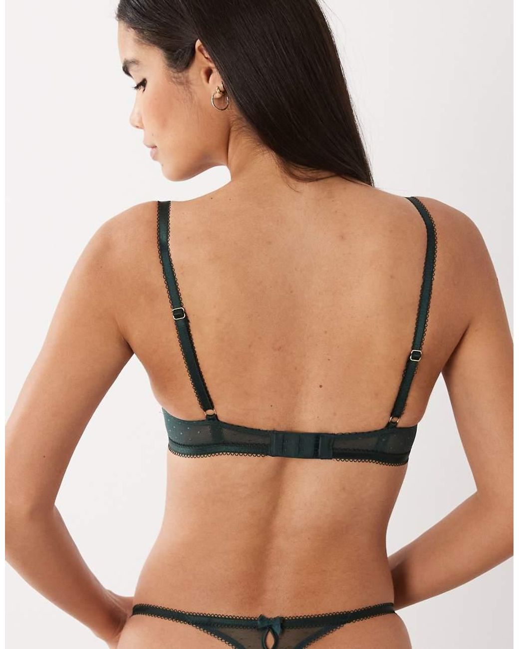 Boux Avenue Green Zoe Embroidered Mesh Thong
