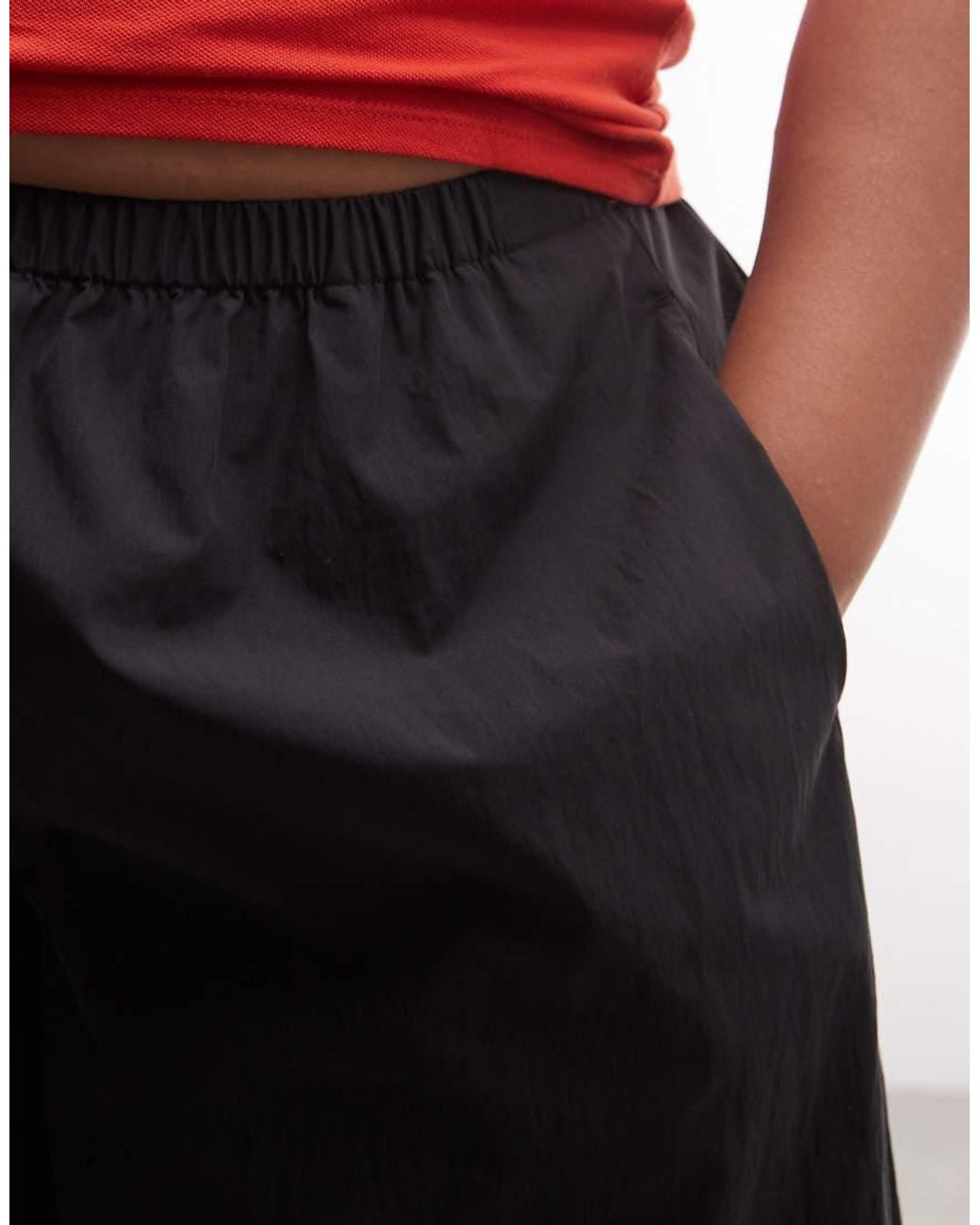 ASOS Red Asos Design Curve Cotton Nylon Blend Pull On Balloon Pants