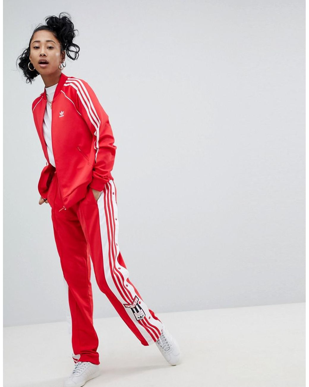 adidas Originals Adicolor Adibreak Popper Pants In Red | Lyst UK
