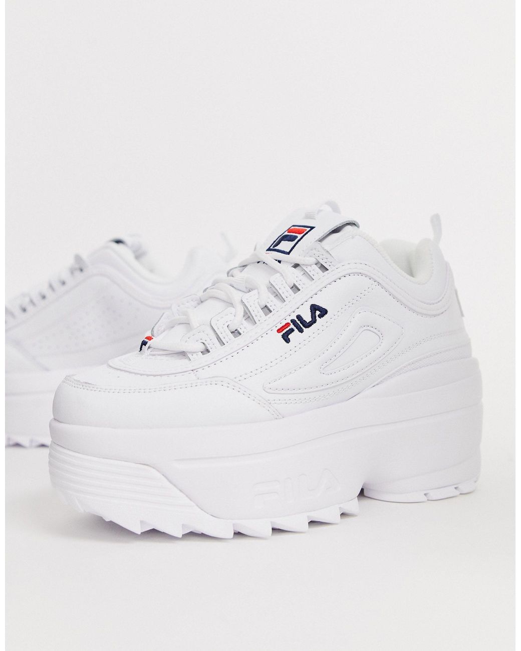 Fila Disrupter Premium In White Lace Up Chunky Platform, 55% OFF