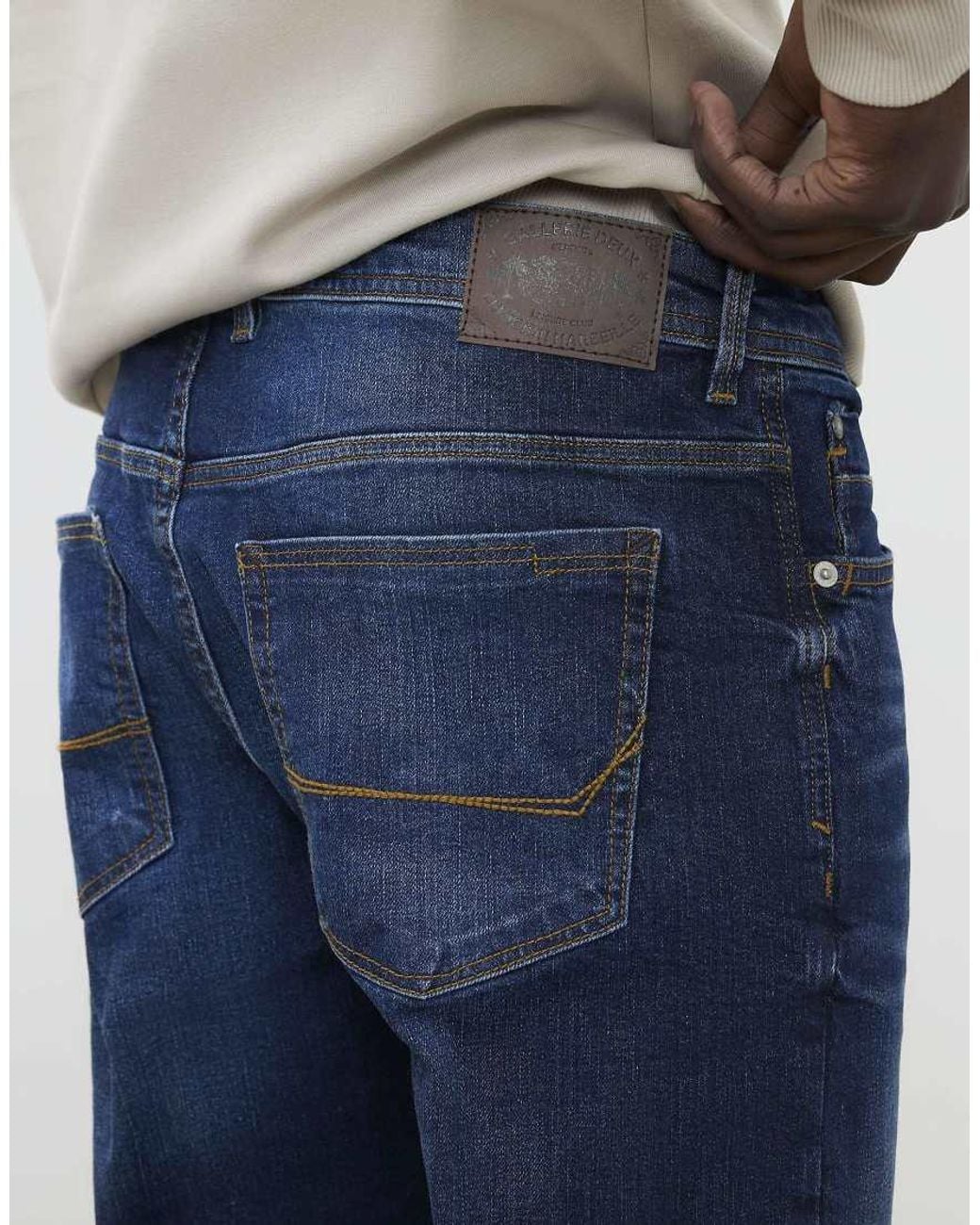 River Island Blue Skinny Fit Mid Wash Jeans for men