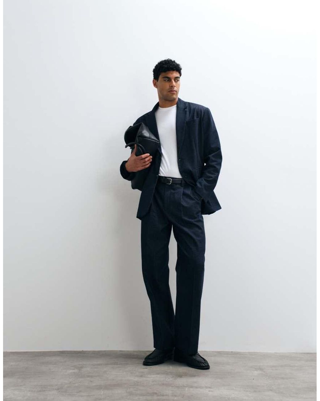 ASOS Blue Oversized Denim Look Suit Jacket for men