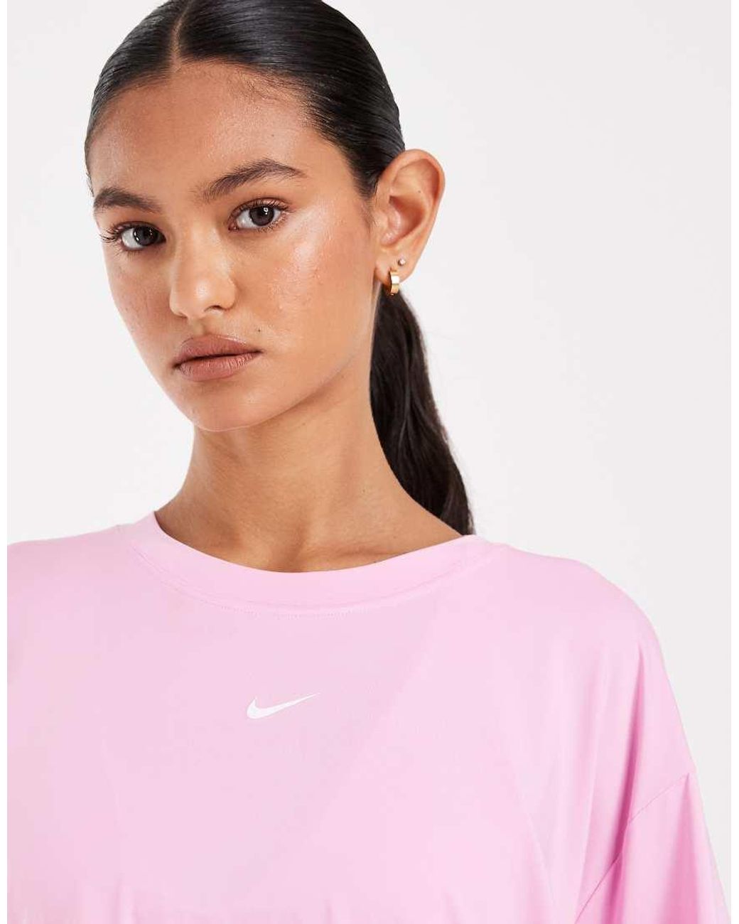 Nike Pink One Dri-Fit T-Shirt With Key Hole Detail