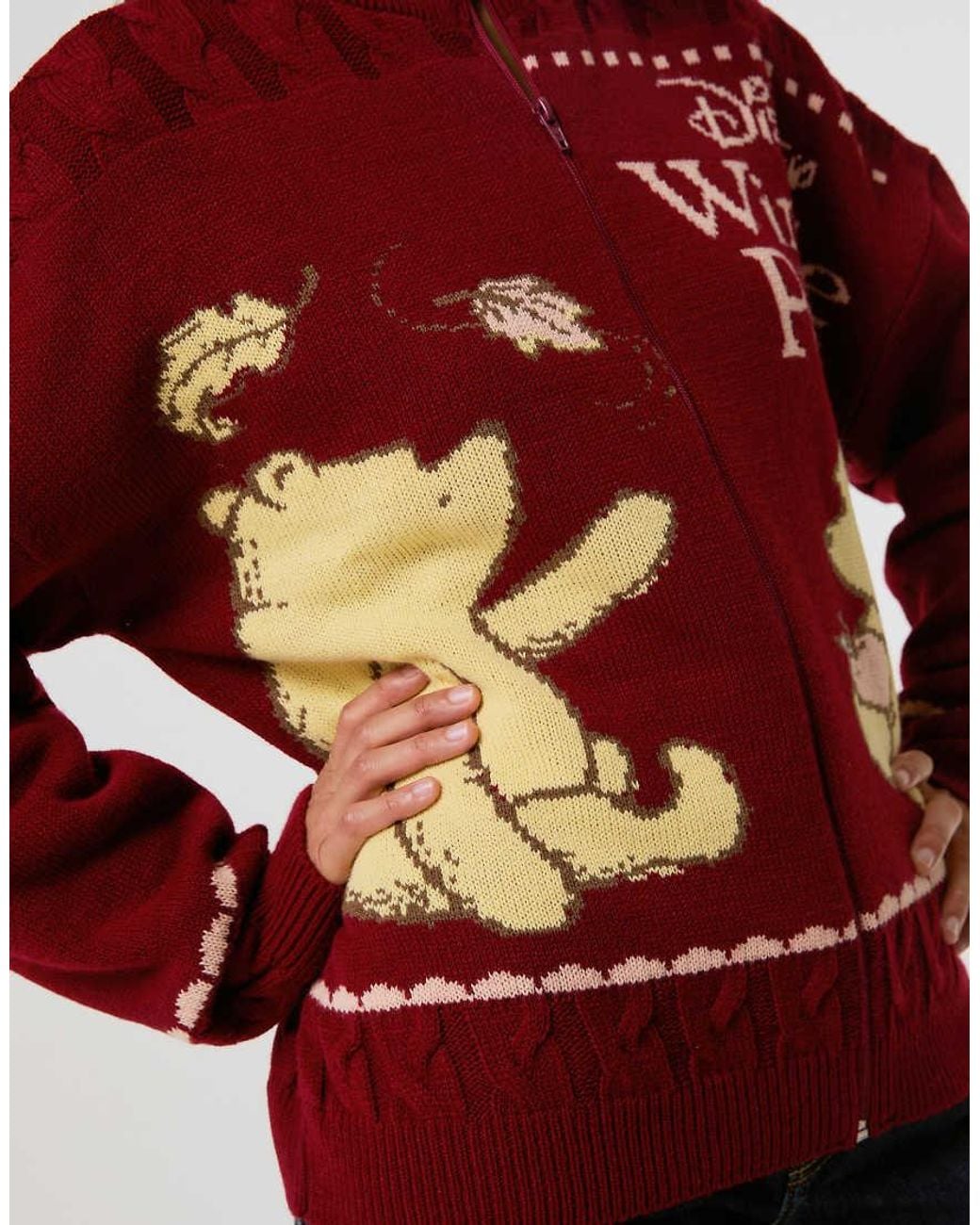 Skinnydip London Red Disney Winnie The Pooh Zip Through Knitted Jumper