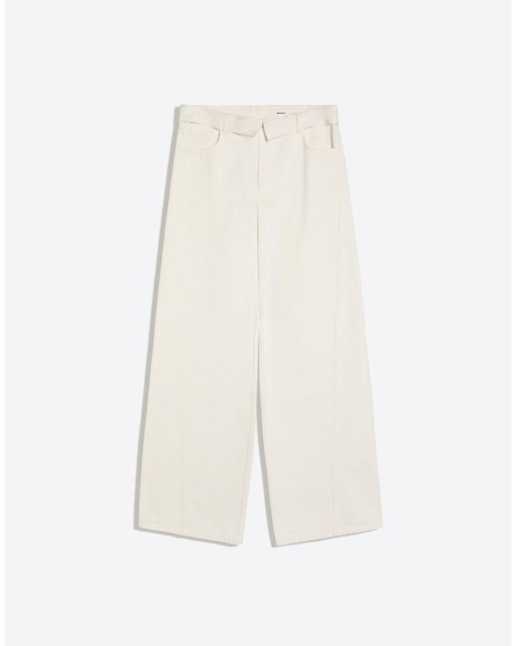 Bershka White Barrel Jeans With Folded Waist