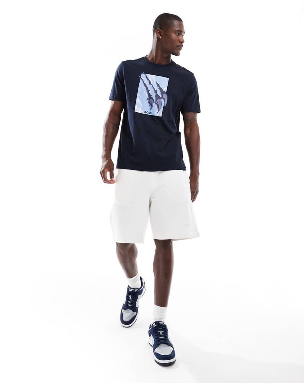 Boss Blue Chest Print T-shirt for men