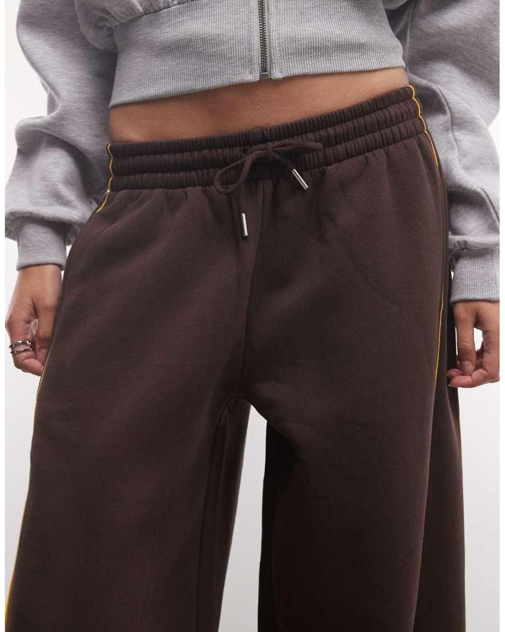 ASOS White Panelled Extreme Wide Leg jogger With Piping Details