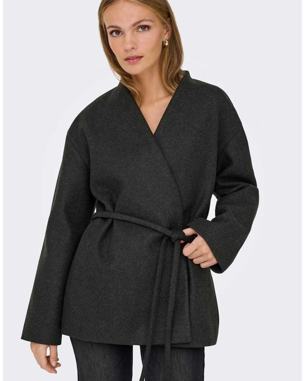 ONLY Black Fox-trillion Belted V-neck Jacket