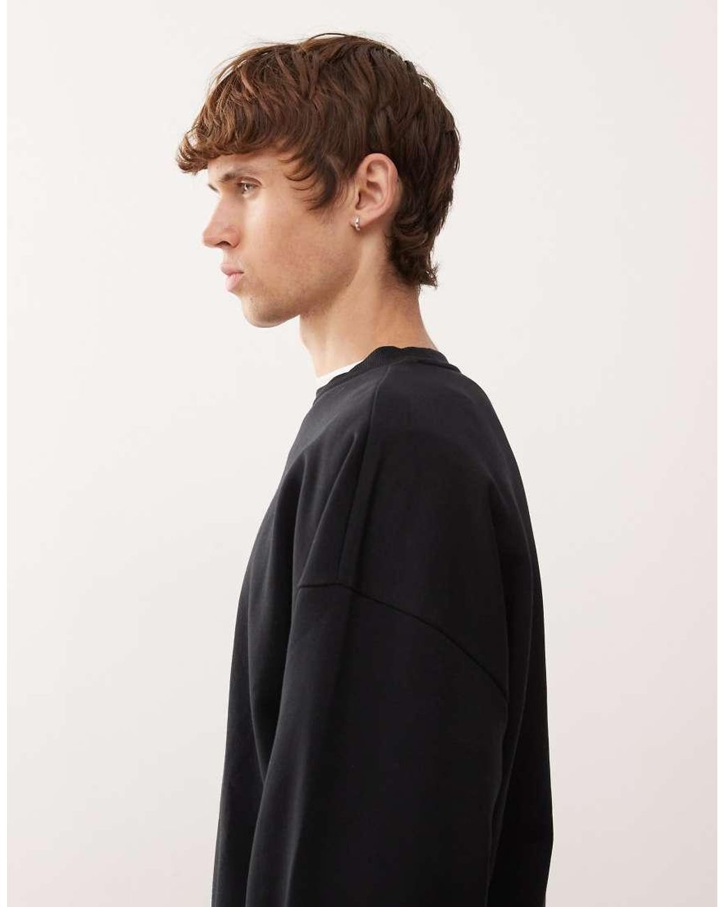 Sudadera Negra De Corte Cuadrado Extragrande Essentials De Collusion de hombre de color Black