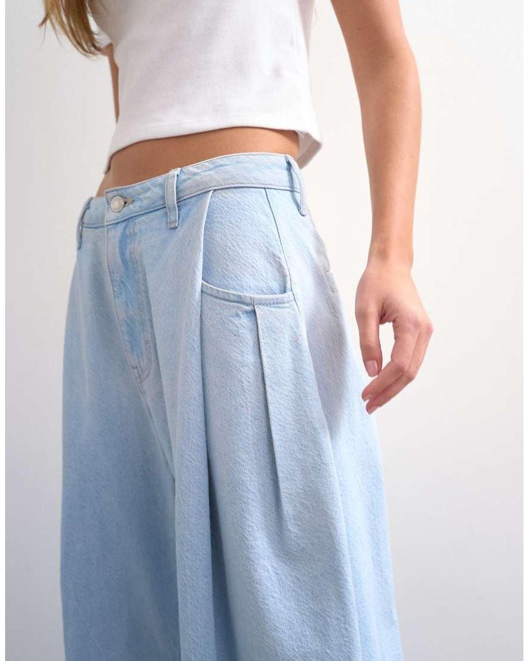 TOPSHOP Blue Cocoon Mid Rise Barrel Jeans