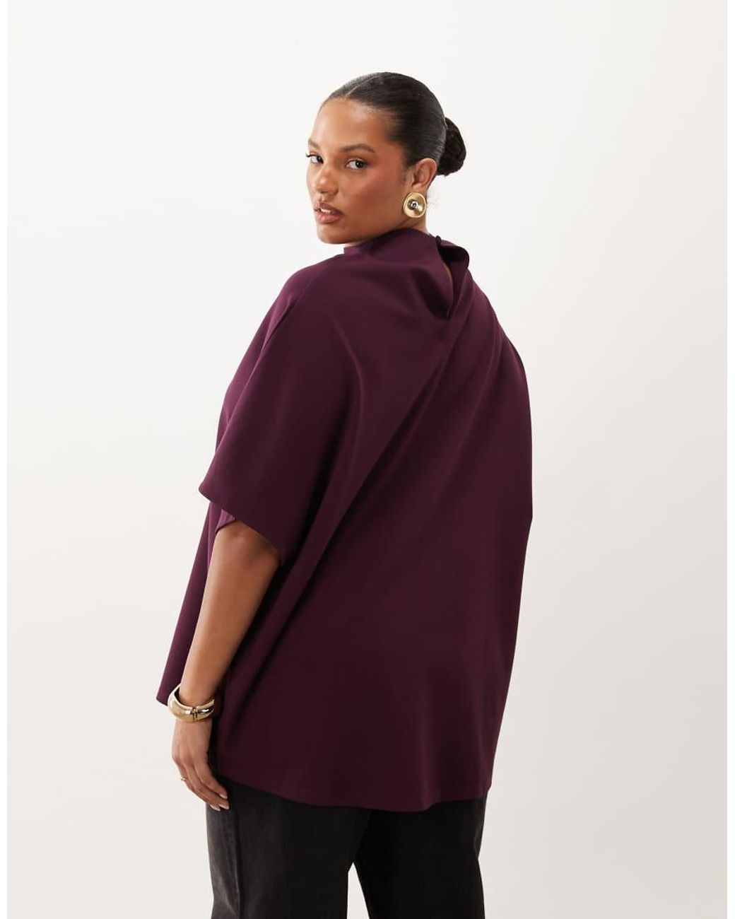 Pretty Lavish Curve Red High Neck Kimono Style Top
