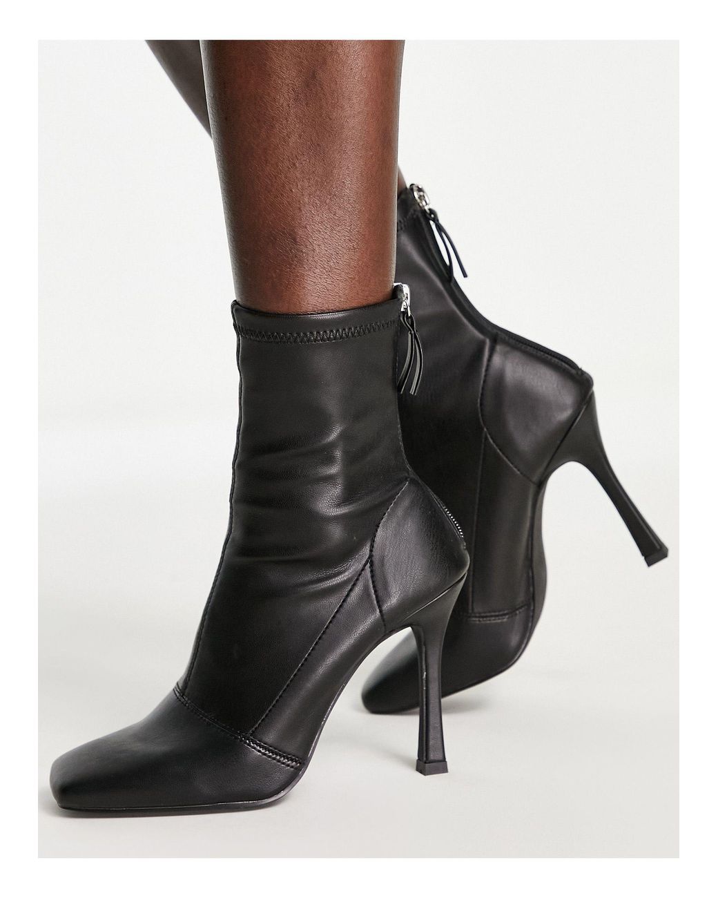 Missguided Heeled Ankle Boots With Square Toe in Black | Lyst