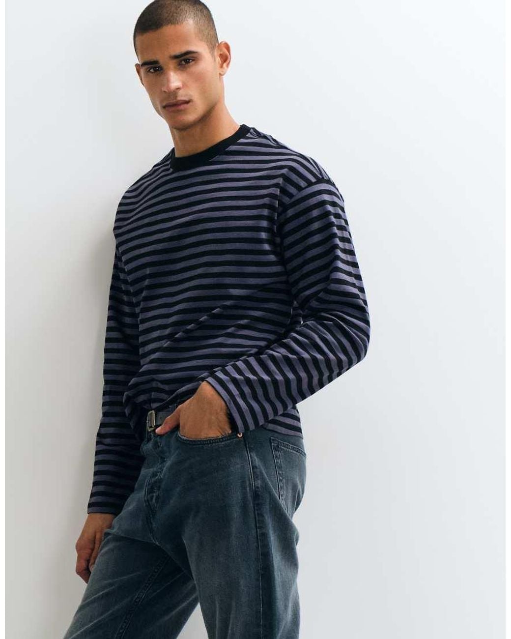 Weekday Blue Oversized Boxy Long Sleeve T-shirt for men