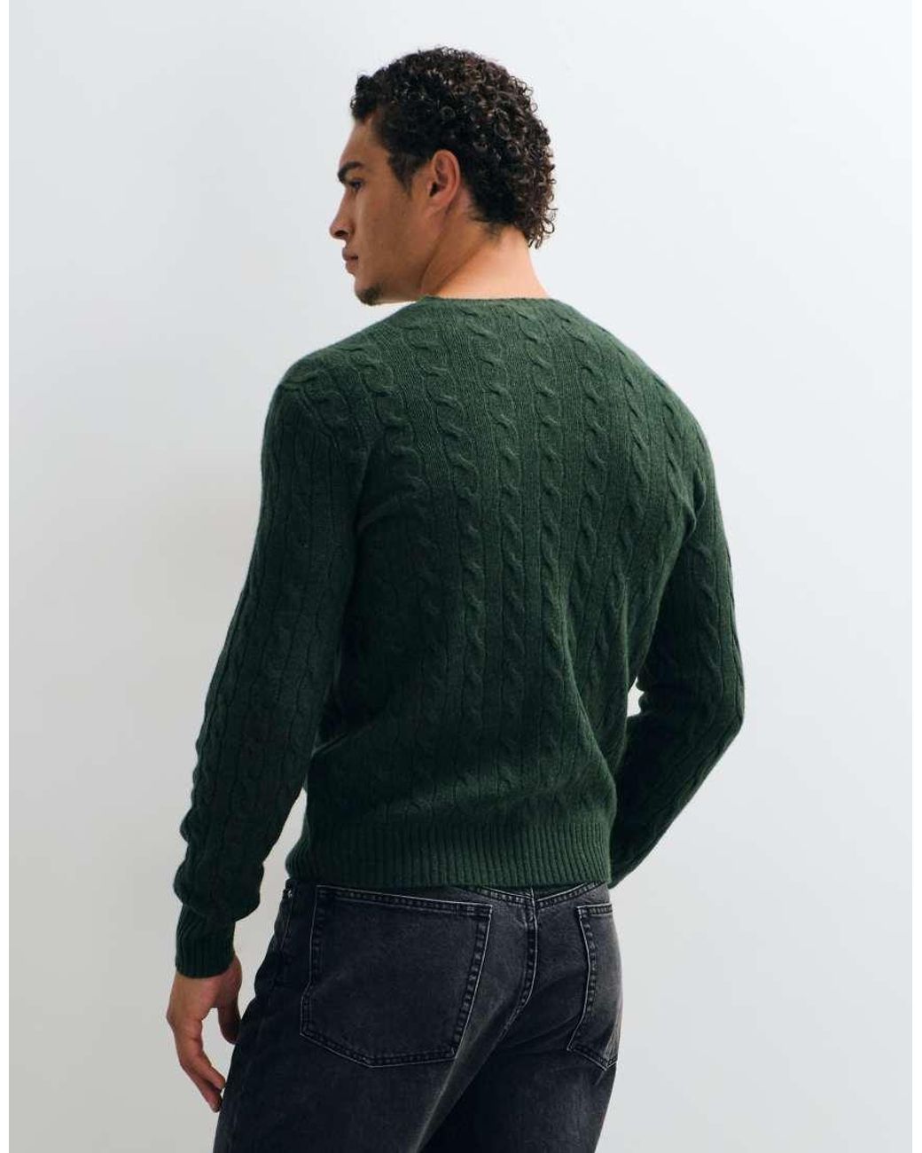 Polo Ralph Lauren Green Icon Logo Rich Wool Cable Knit Jumper for men