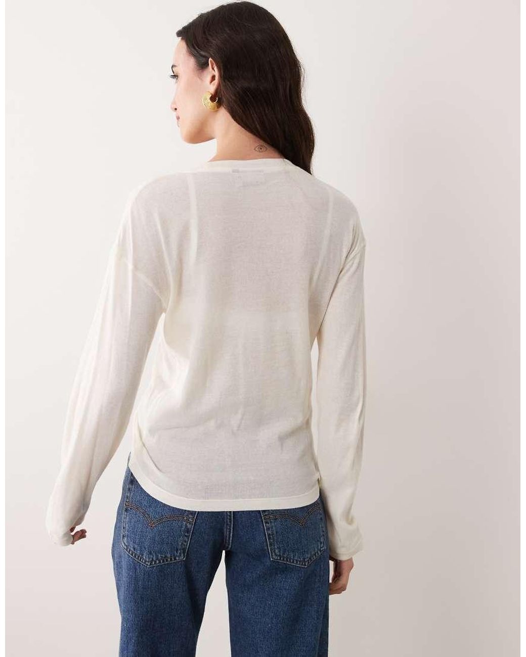 ASOS Blue Ruched Hem Long Sleeve T-shirt