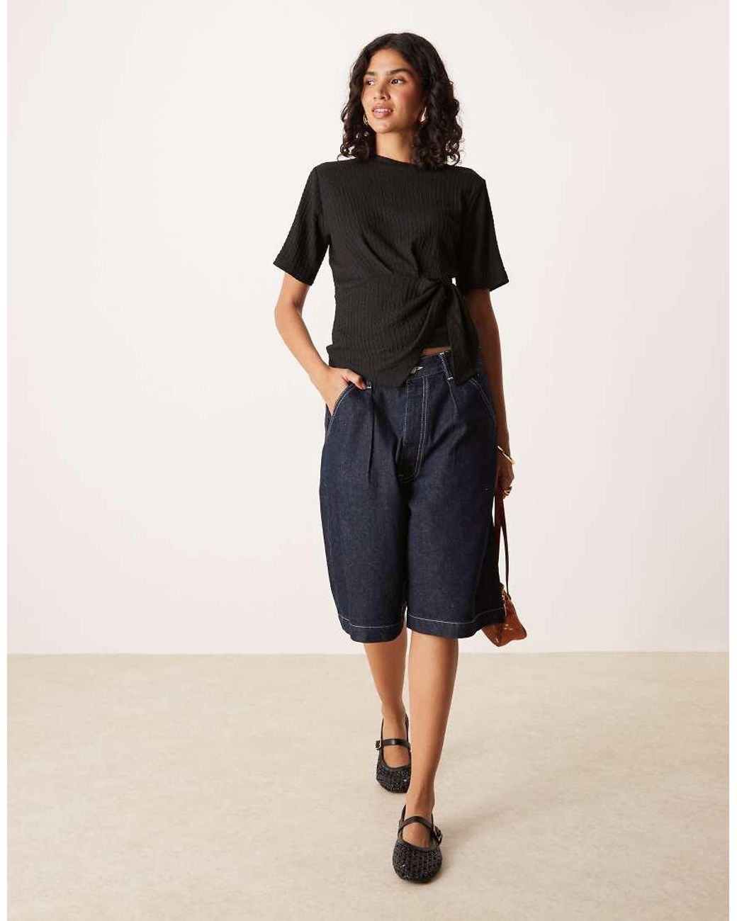 ASOS Black Cinched Side Tee With Draping Detail