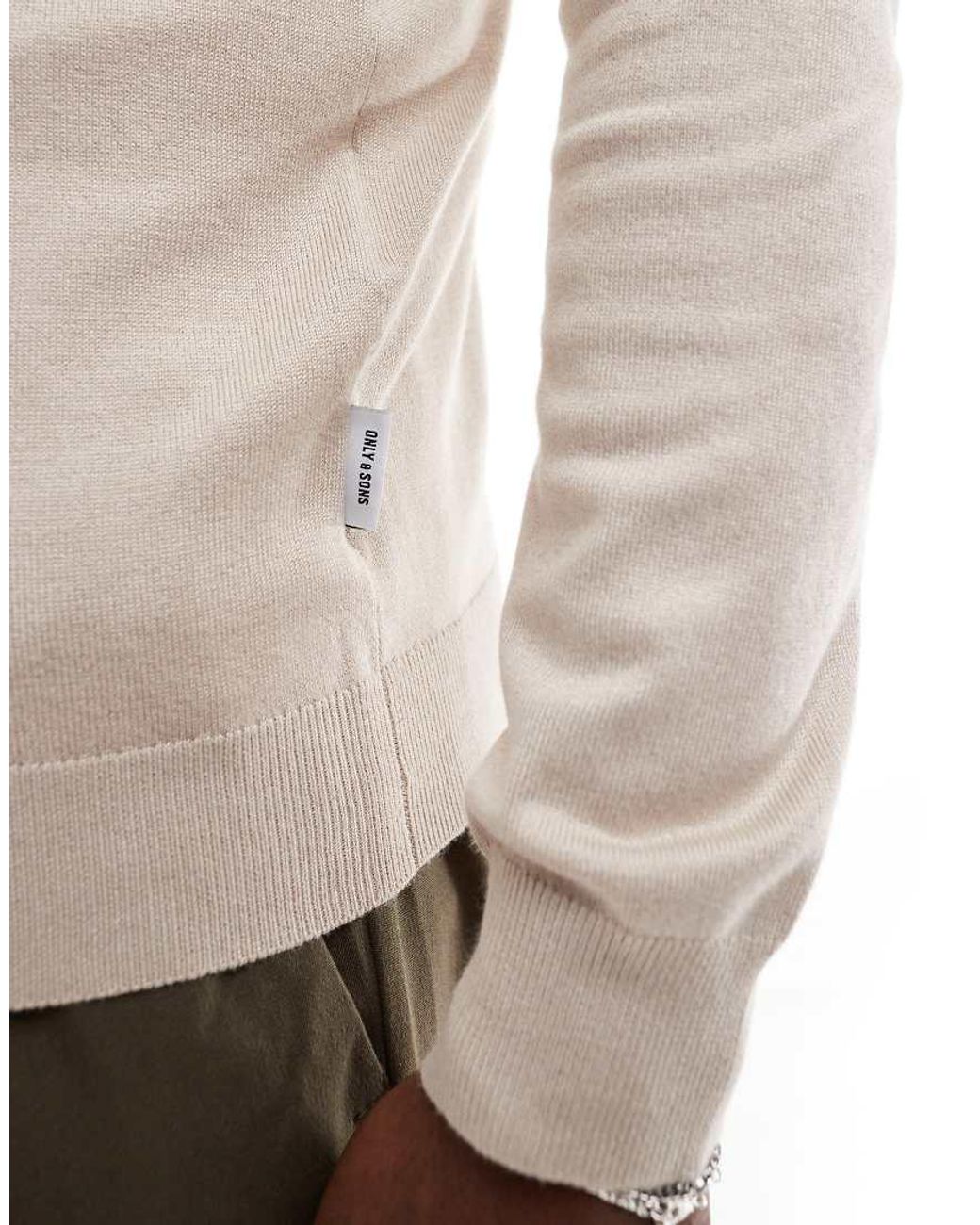 Only & Sons Natural 1/4 Zip Jumper for men