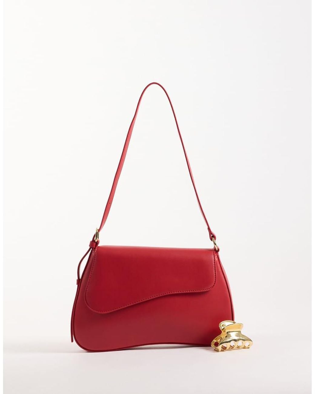ASOS Red Asymmetric Flap Shoulder Bag