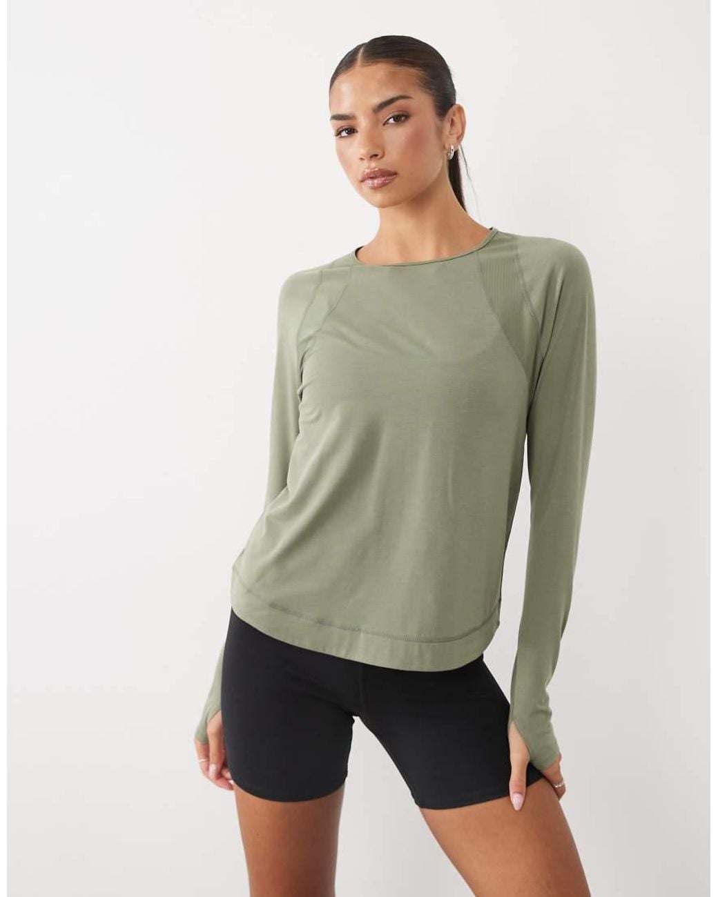 Sweaty Betty Green Breathe Easy Mesh Long Sleeve Top